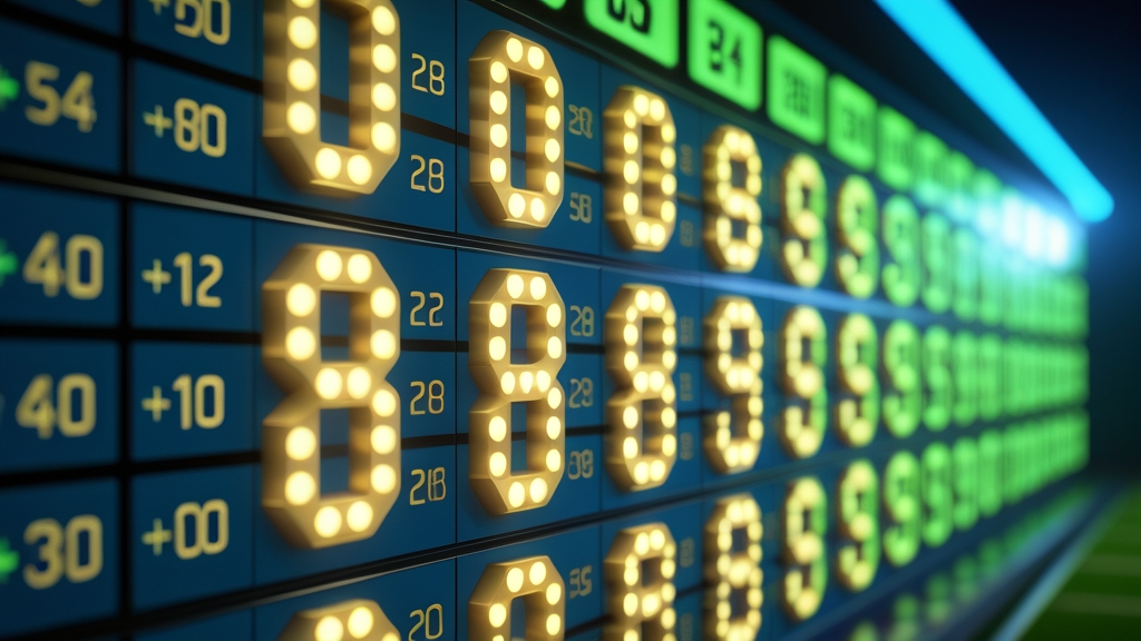 a football betting odds board with glowing numbers