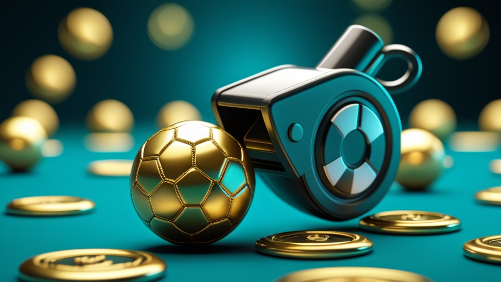 a referee whistle with golden football and odds